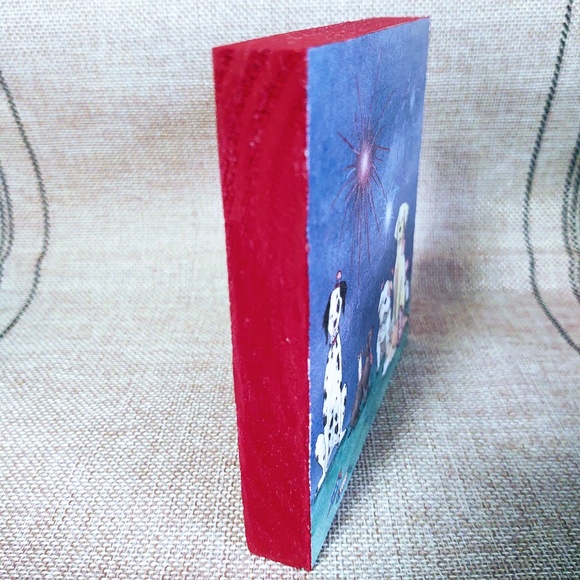 HANDCRAFTED TIERED TRAY DECOR/MINI WOOD SIGN/PATRIOTIC DOGS 4TH OF JULY - Picture 2 of 2